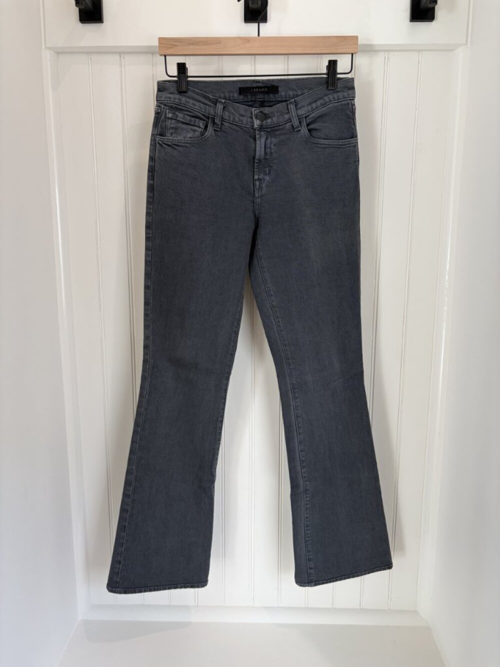 J Brand Sallie Mid Rise Bootcut Jeans Grey Gray Stretch Denim Size 26